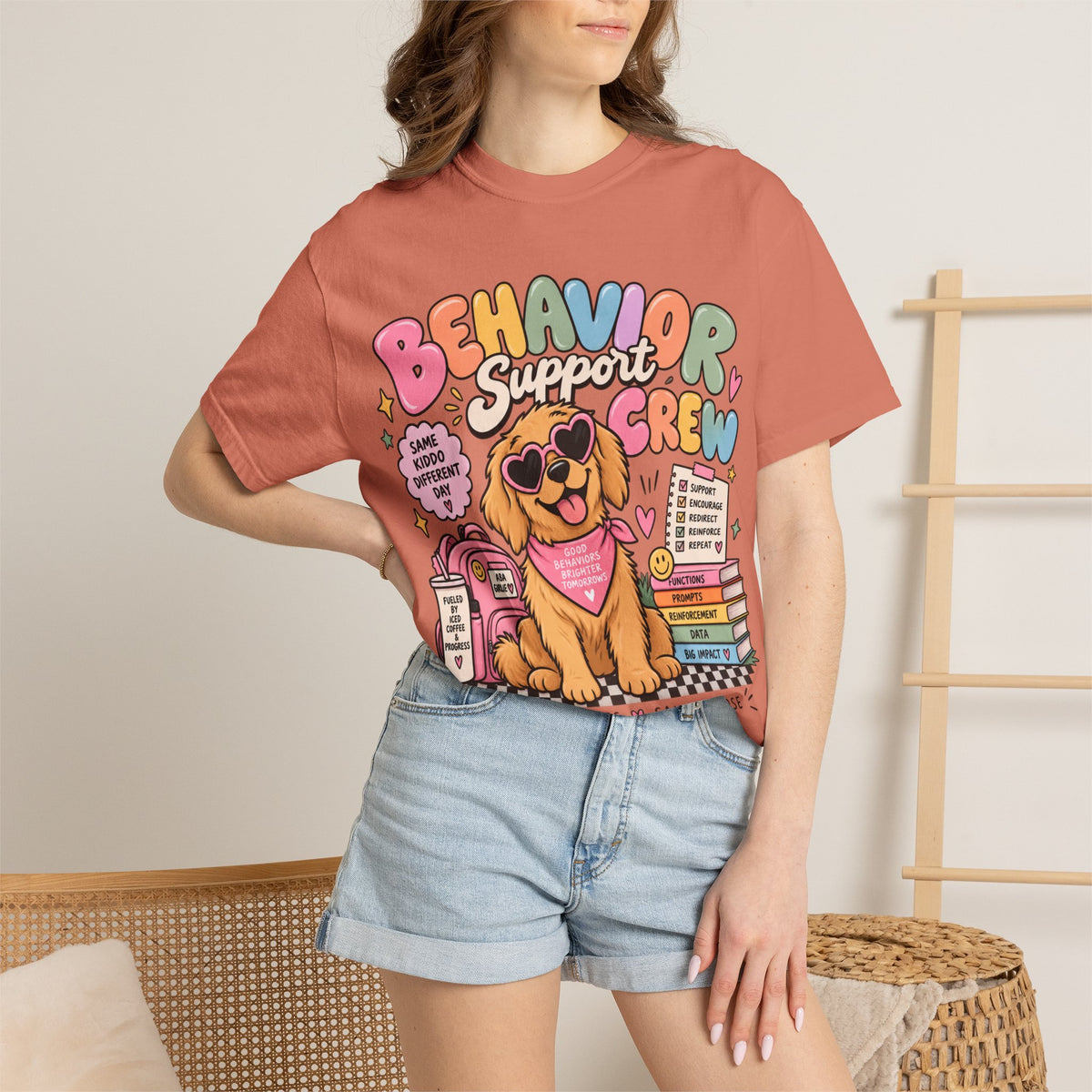 Behavior Support Crew T-shirt | Golden Retriever School Therapy Design