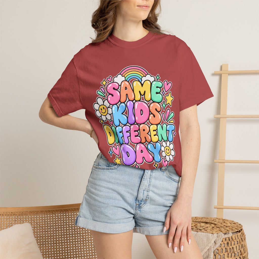 Same Kids Different Day T-shirt | Retro Rainbow Floral Typography