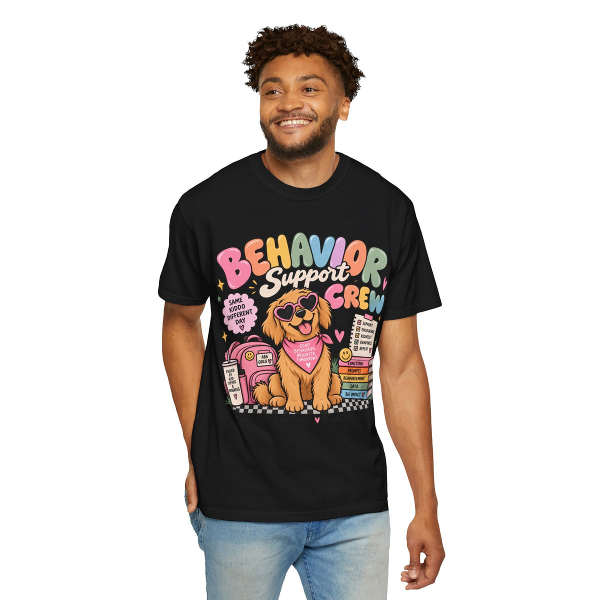 Behavior Support Crew T-shirt | Golden Retriever School Therapy Design