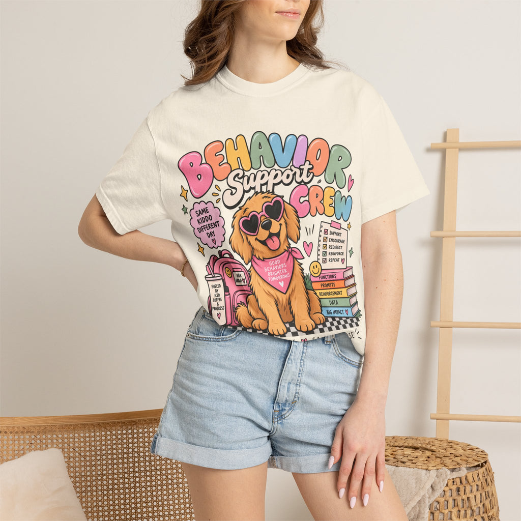 Behavior Support Crew T-shirt | Golden Retriever School Therapy Design