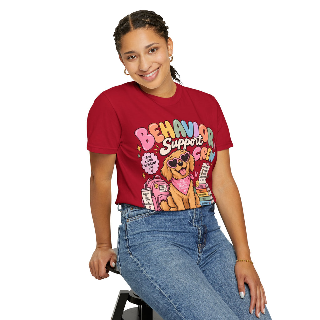 Behavior Support Crew T-shirt | Golden Retriever School Therapy Design