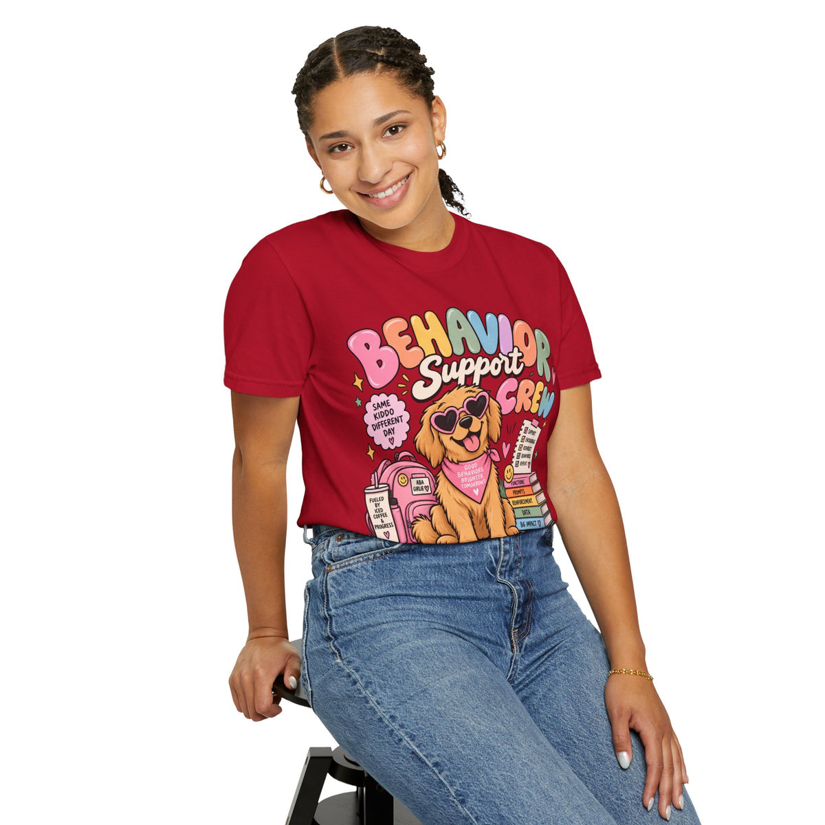 Behavior Support Crew T-shirt | Golden Retriever School Therapy Design