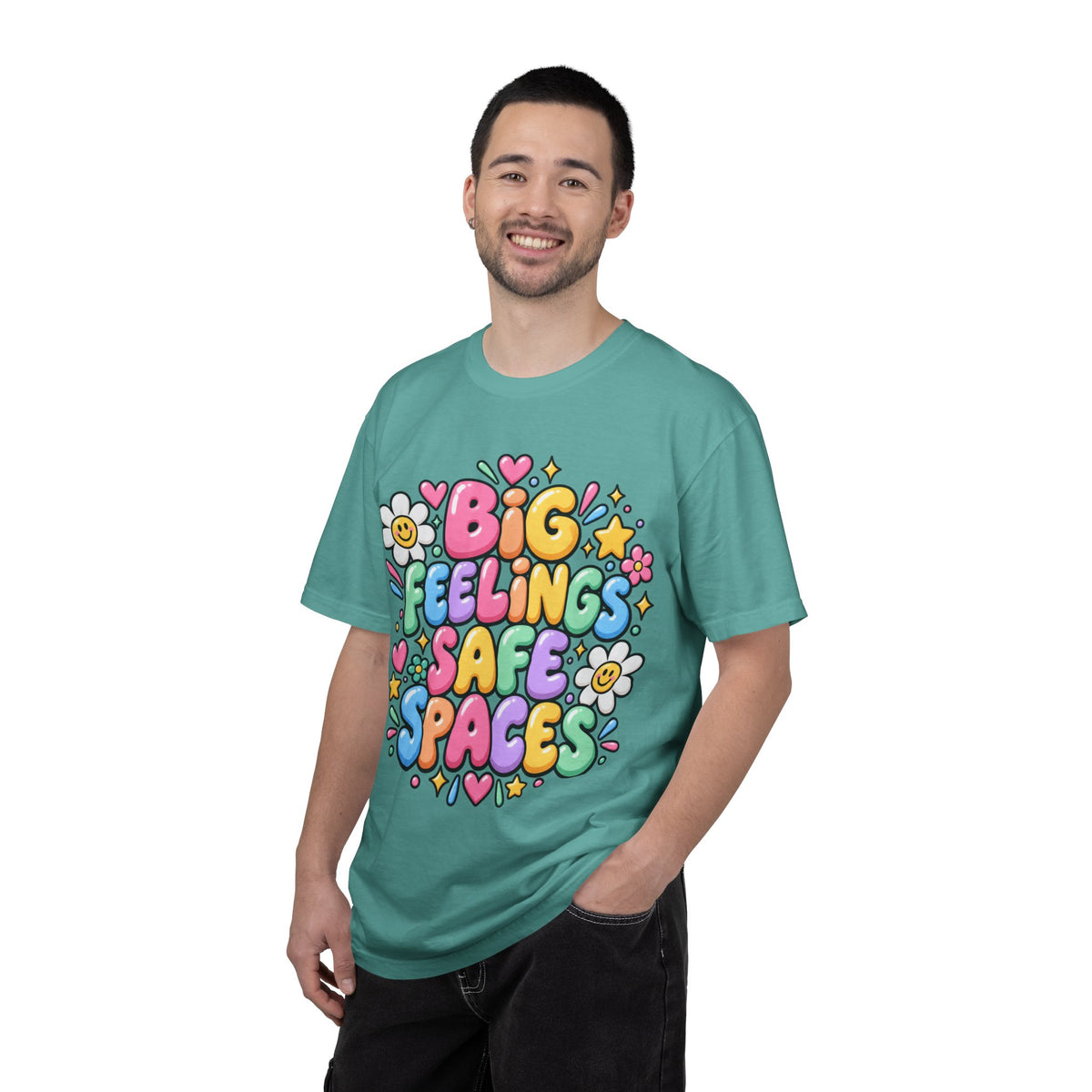 Big Feelings Safe Spaces T-shirt | Pastel Cute Floral Typography