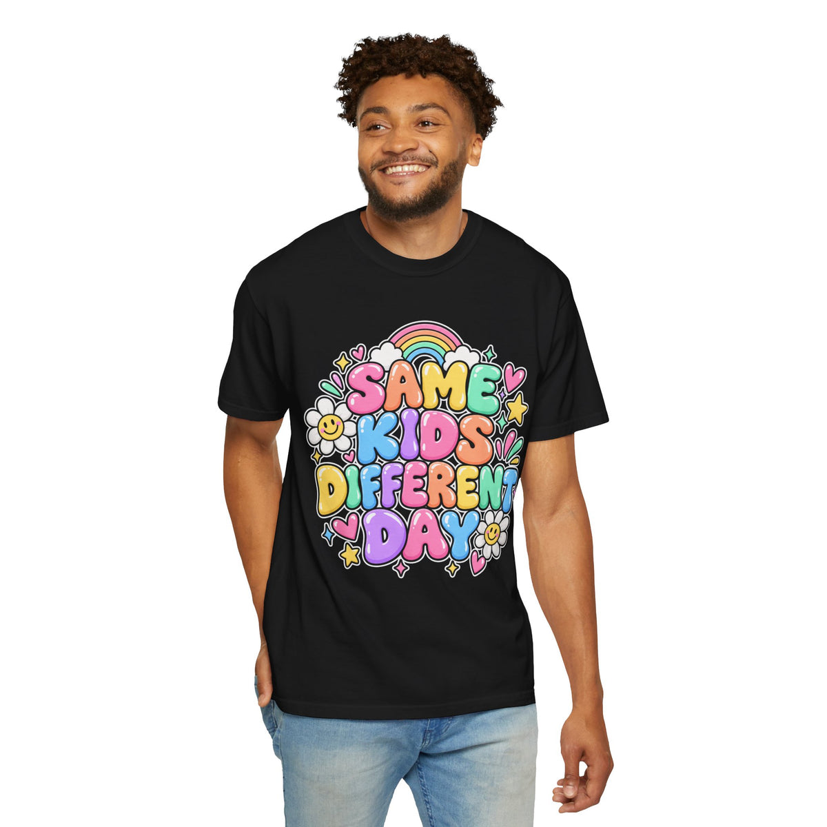 Same Kids Different Day T-shirt | Retro Rainbow Floral Typography