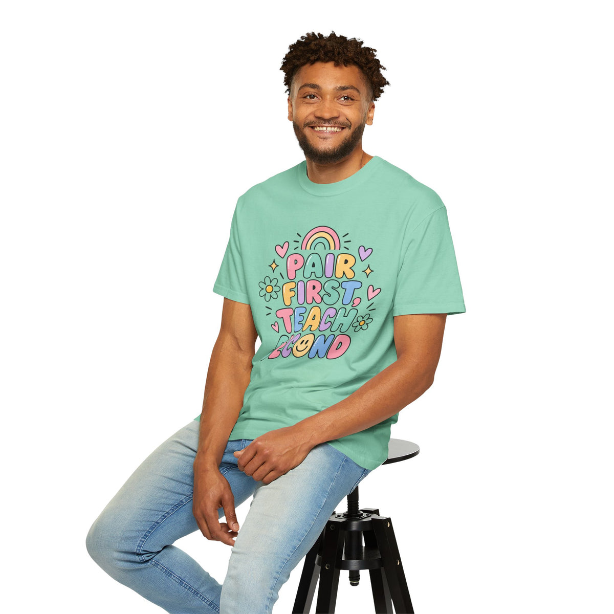 Pair First Teach Second T-Shirt | Cute Rainbow Classroom Design