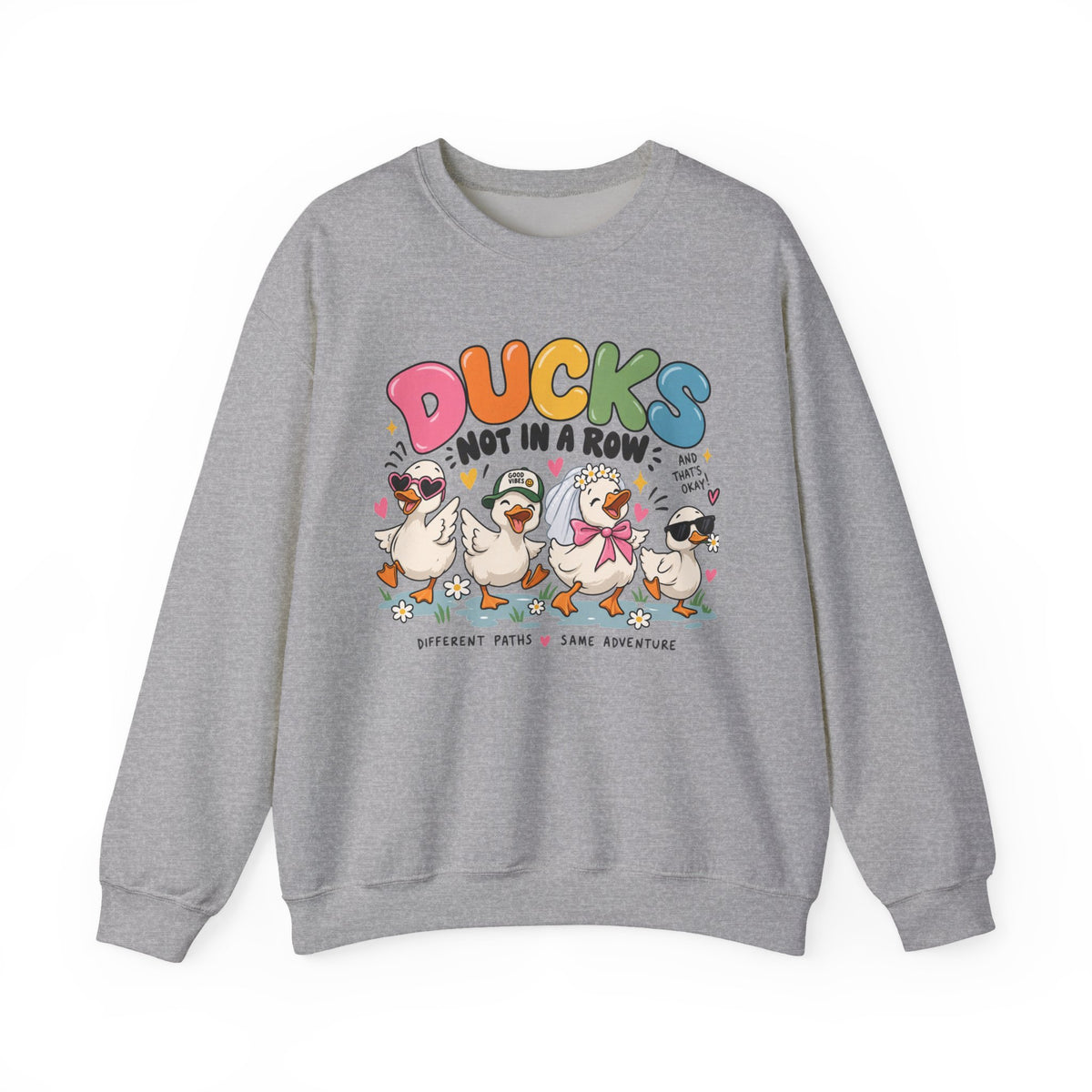 Ducks Not in a Row Crewneck Sweatshirt | Cute Cartoon Ducks