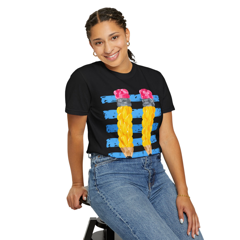 Braided Pencil Illustration T-Shirt | School Art Teacher Tee