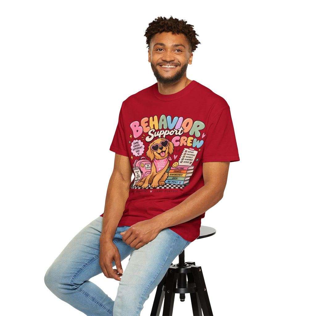 Behavior Support Crew T-shirt | Golden Retriever School Therapy Design