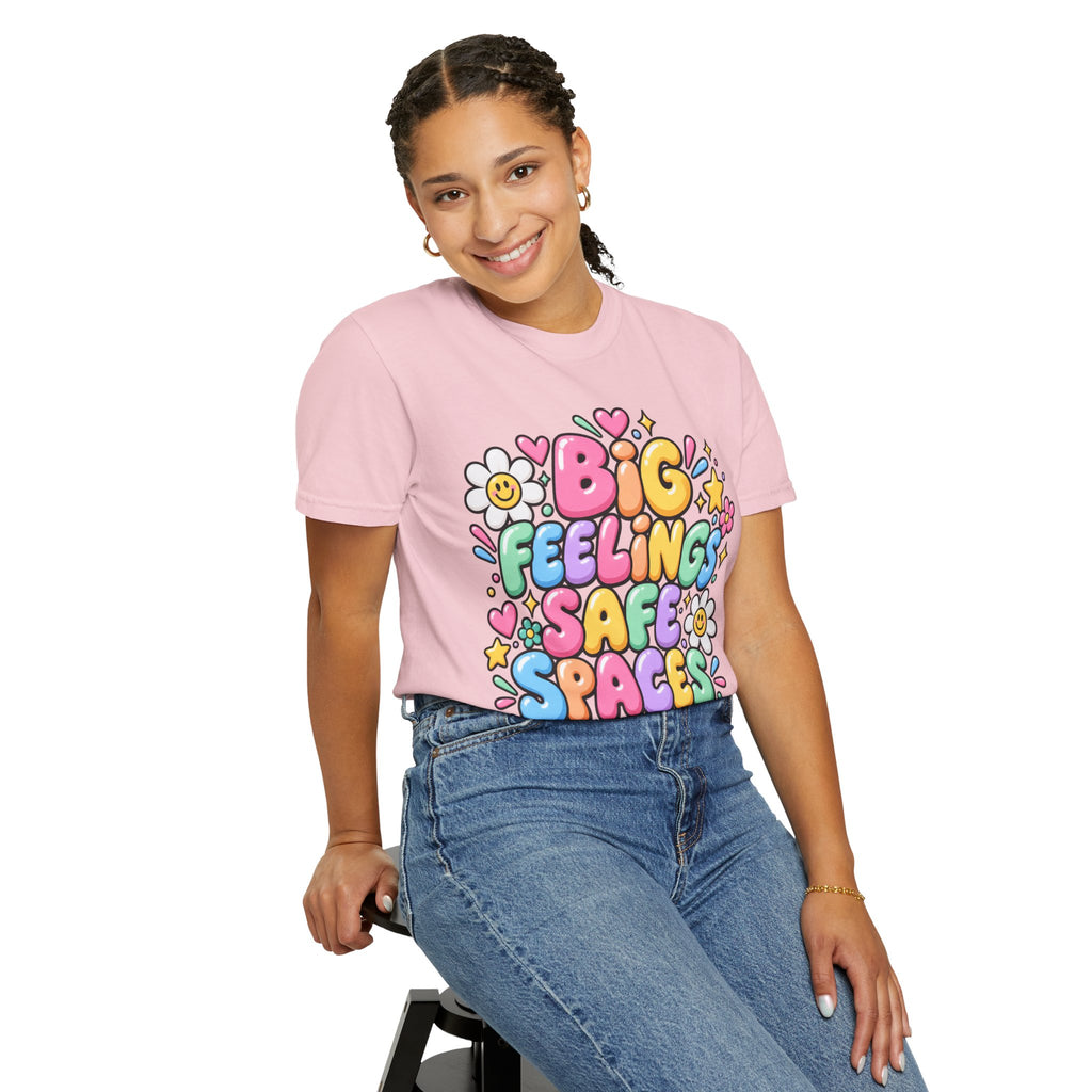 Big Feelings Safe Spaces T-shirt | Pastel Cute Floral Typography