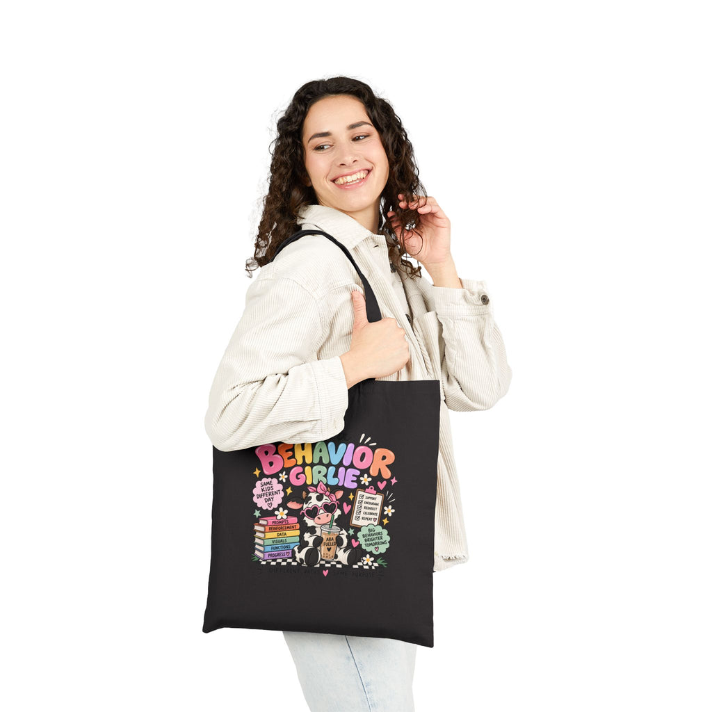 Just a Behavior Girl tote bag | Teacher cow illustration, books & clipboard