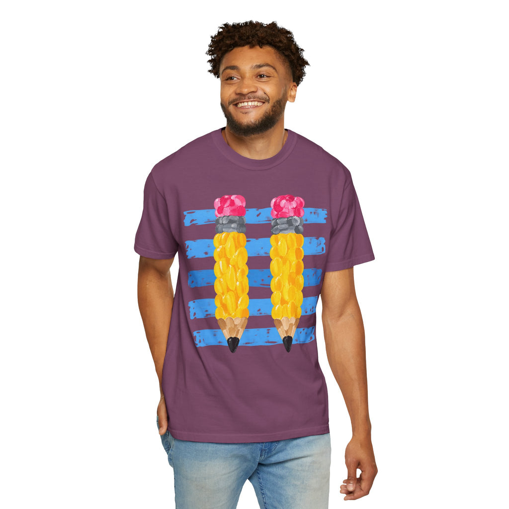 Braided Pencil Illustration T-Shirt | School Art Teacher Tee