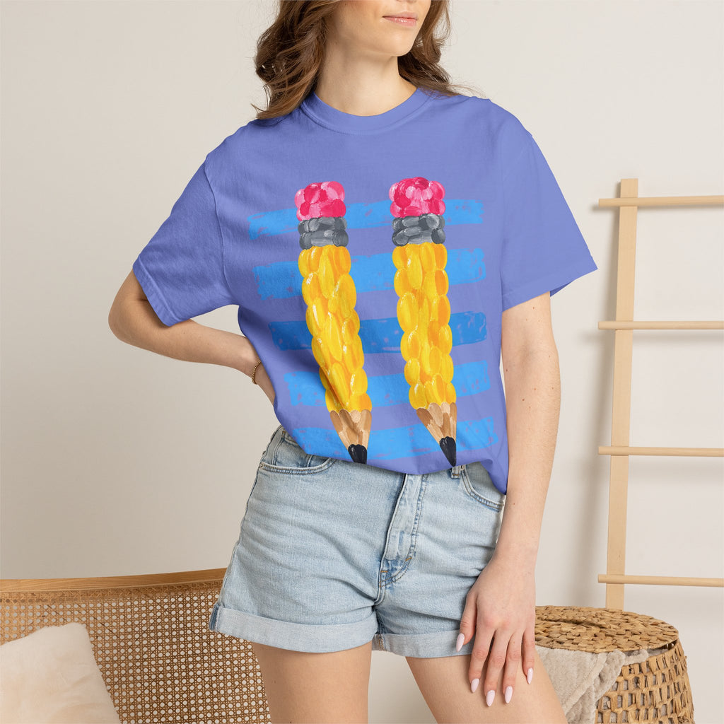 Braided Pencil Illustration T-Shirt | School Art Teacher Tee