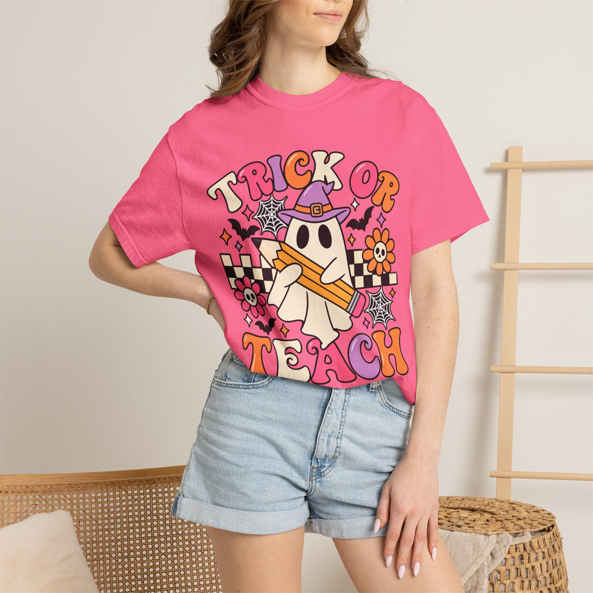 Trick or Teach ghost Halloween T-Shirt | Teacher Halloween shirt