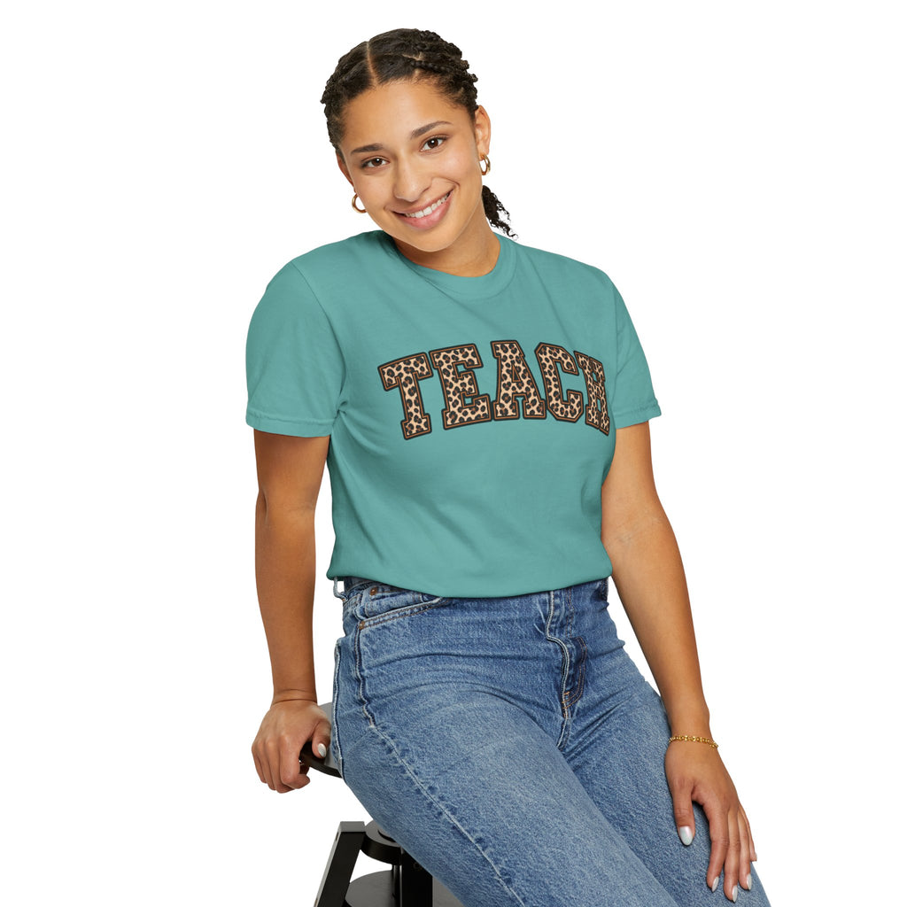 Leopard Print TEACH T-Shirt | Teacher Shirt, Animal Print Typography