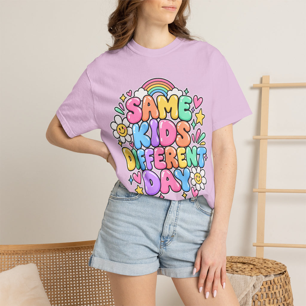 Same Kids Different Day T-shirt | Retro Rainbow Floral Typography