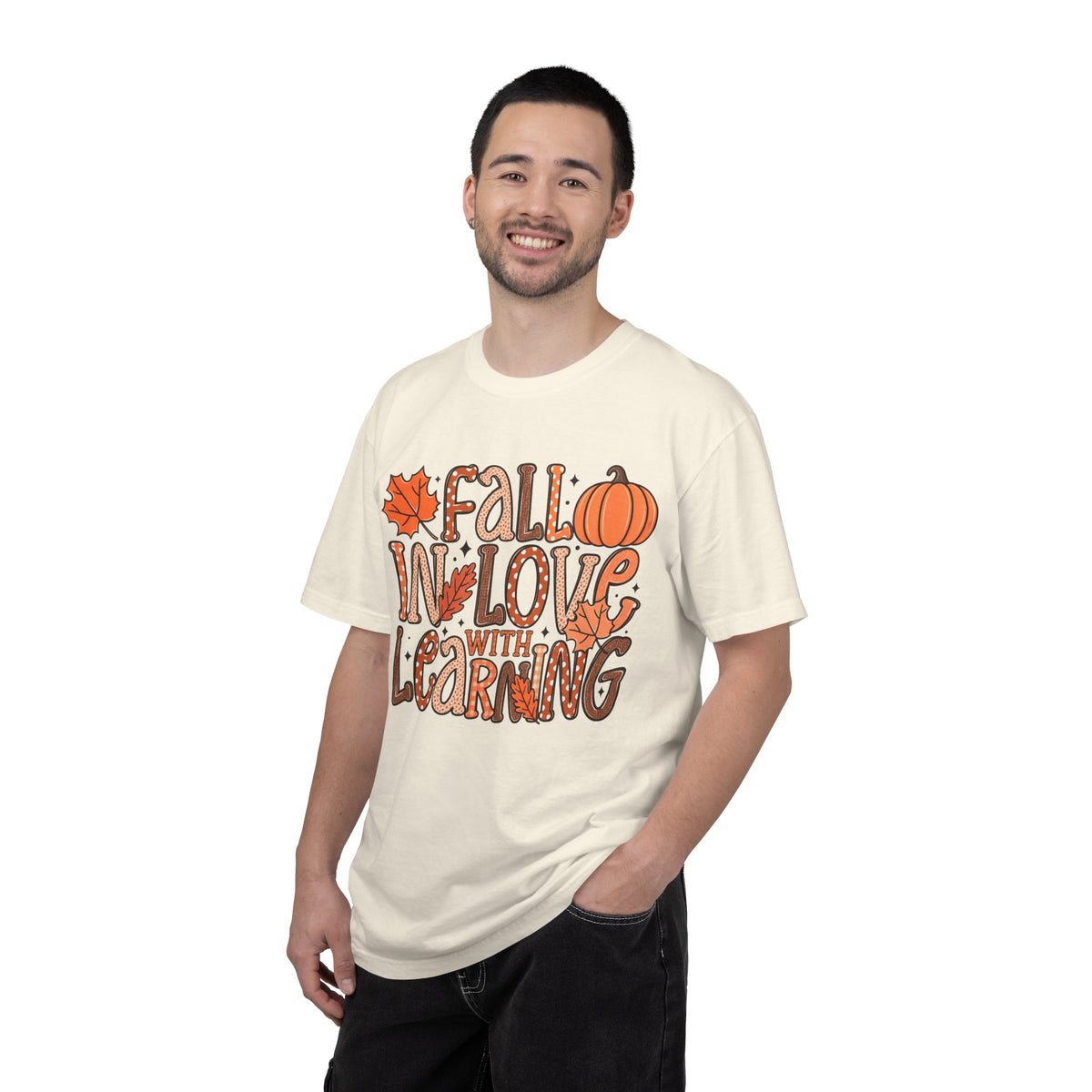 Fall in Love with Learning T-Shirt | Teacher Autumn Pumpkin Leaves