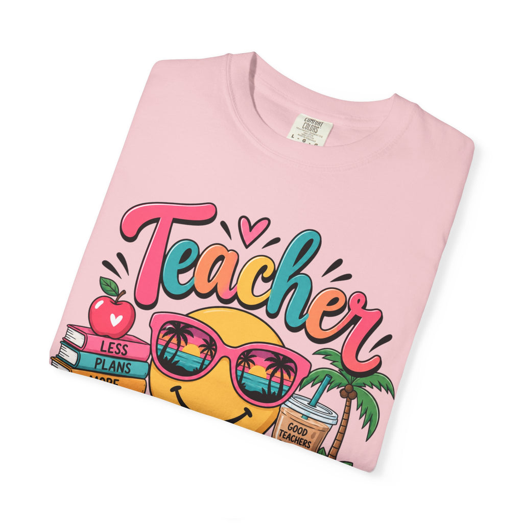 Teacher Off Duty T-shirt | Smiley Sunglasses, Books, Palm Trees, Coffee
