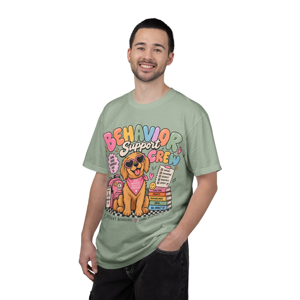 Behavior Support Crew T-shirt | Golden Retriever School Therapy Design