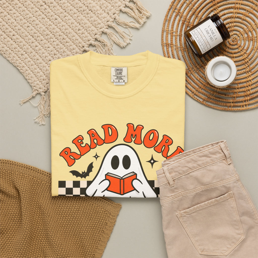 Read More Booooks ghost reading T-Shirt | Halloween book lover tee