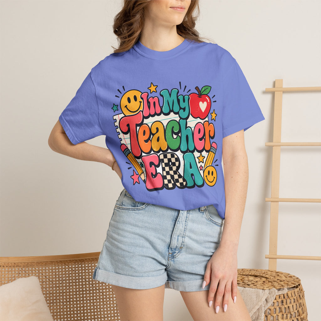 In My Teacher Era T-shirt | Retro School Graphic, Apple & Pencils
