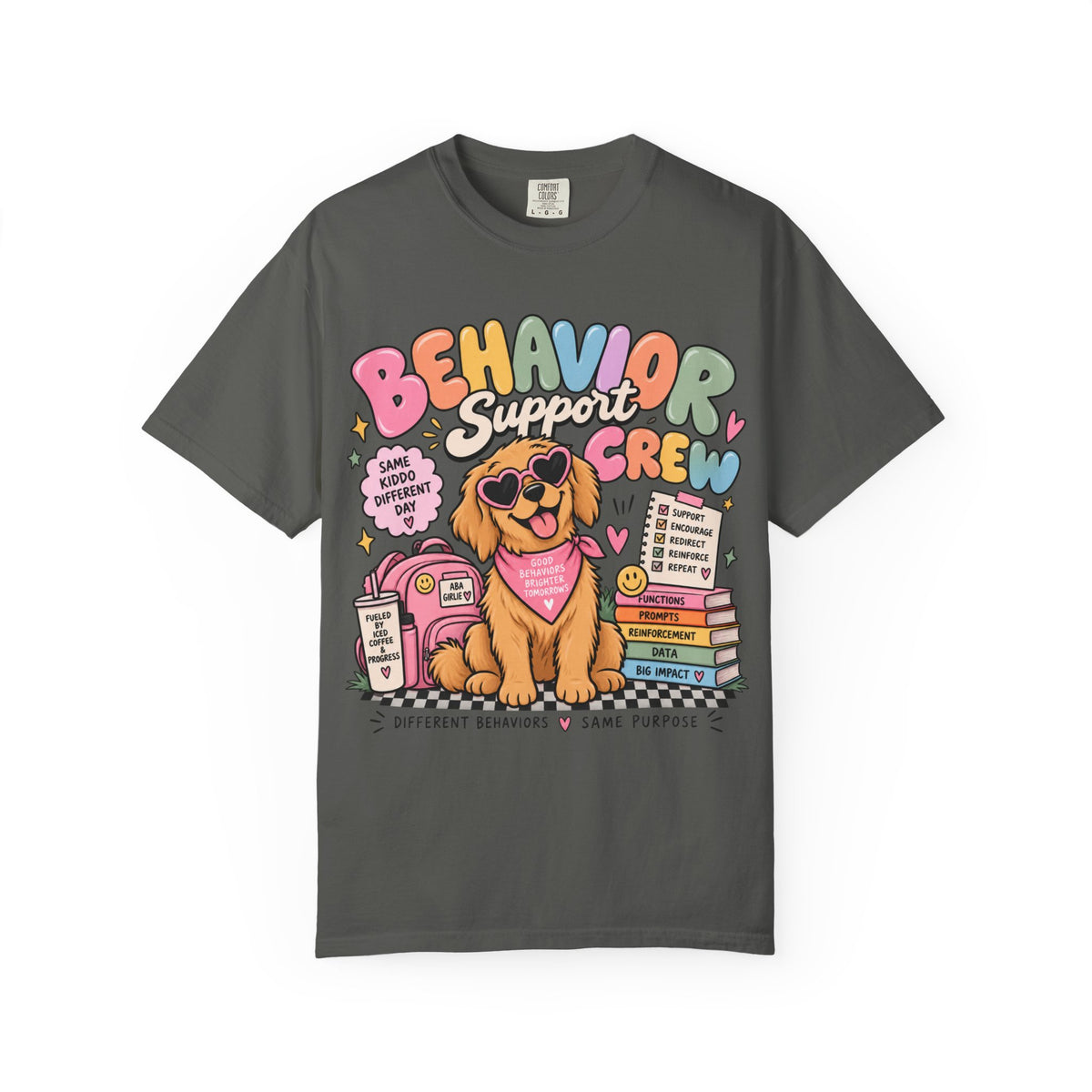 Behavior Support Crew T-shirt | Golden Retriever School Therapy Design