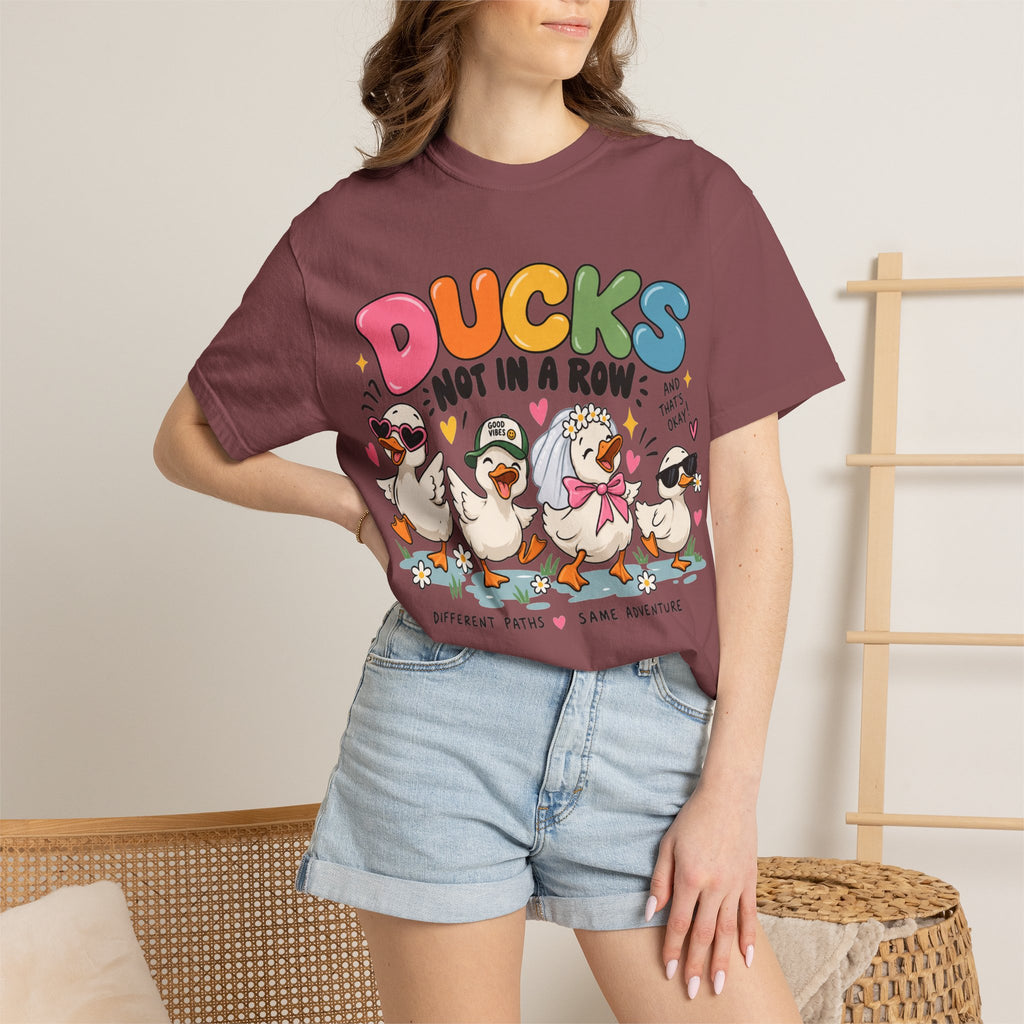 Ducks Not In A Row tee | Cute Duck Illustration T-Shirt, Different Paths Same Adventure