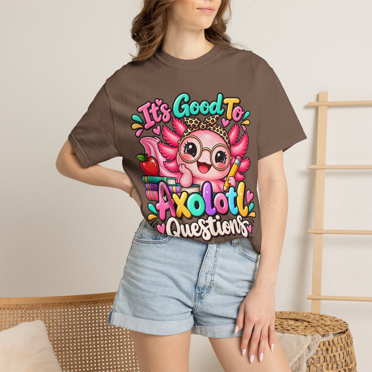 It's Good To Axolotl Questions Brenda Tee | Cute Axolotl Cartoon, Colorful Study Design