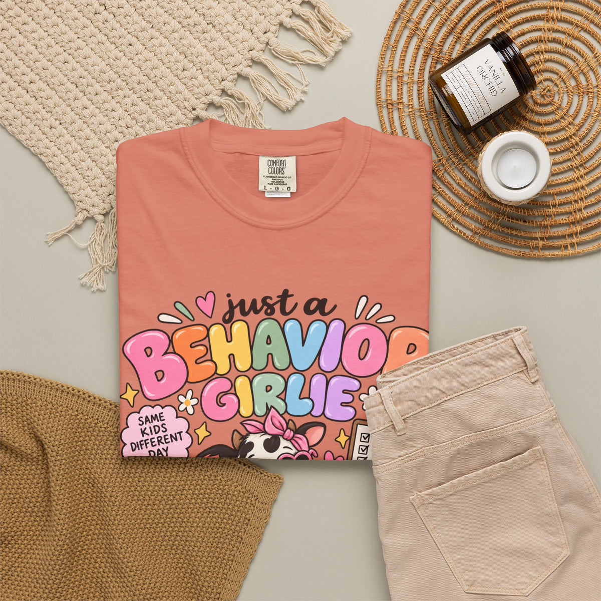 Just a Behavior Girl T-shirt | Cute Cow Therapist Illustration