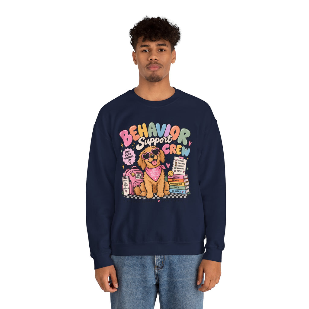 Behavior Support Crew sweatshirt | School Therapy Dog Design, Books & Classroom Icons