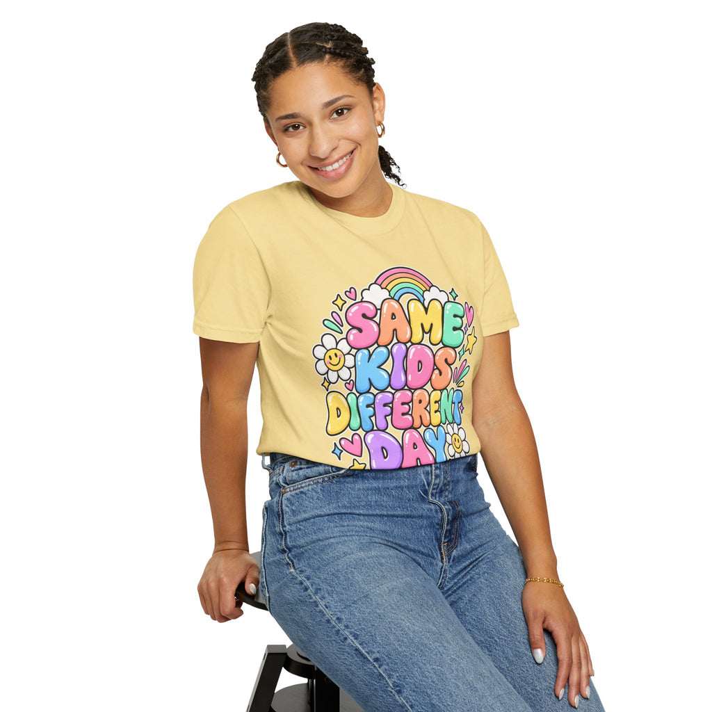 Same Kids Different Day T-shirt | Retro Rainbow Floral Typography
