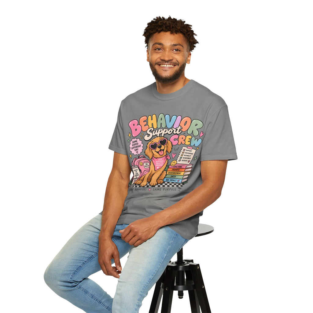Behavior Support Crew T-shirt | Golden Retriever School Therapy Design