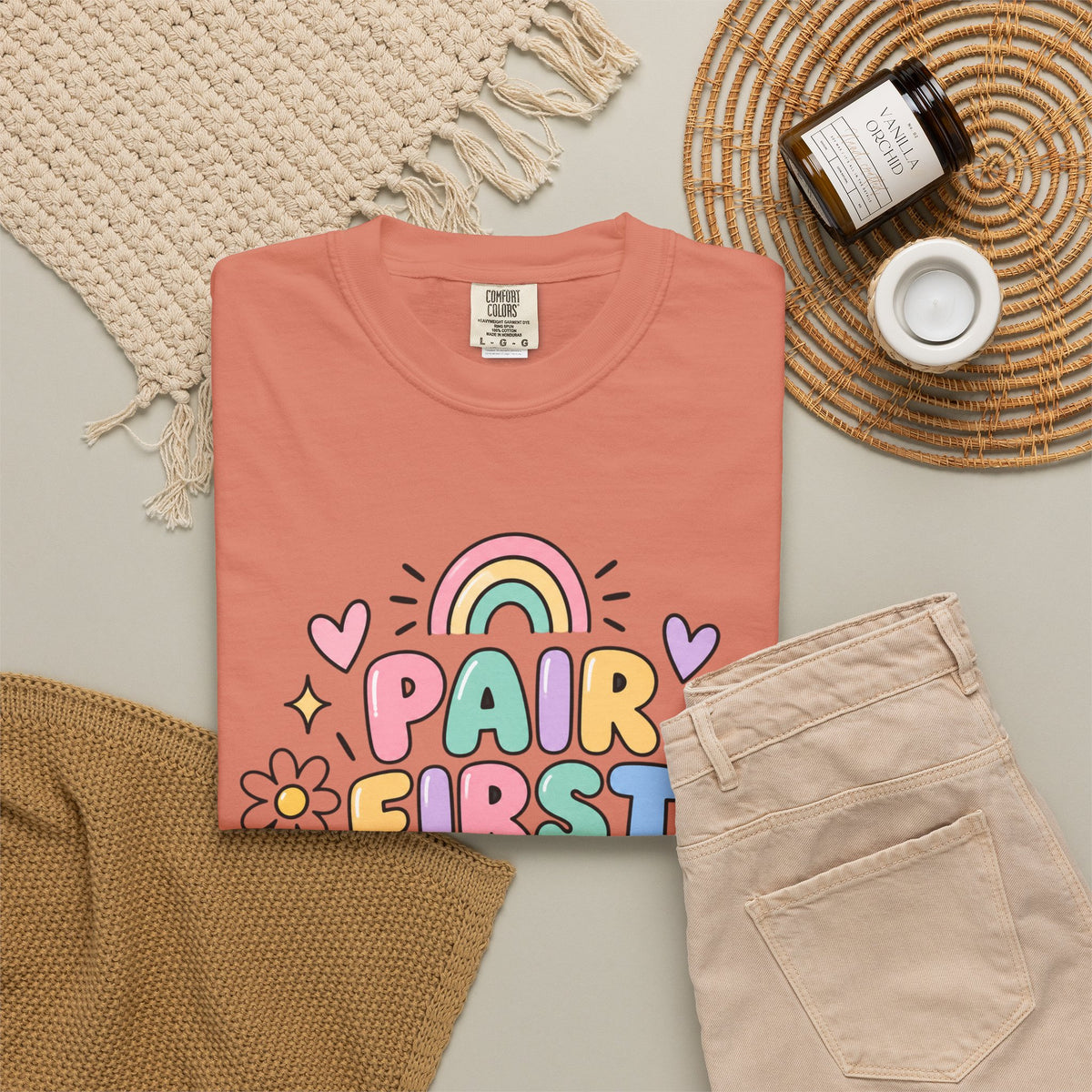 Pair First Teach Second T-Shirt | Cute Rainbow Classroom Design