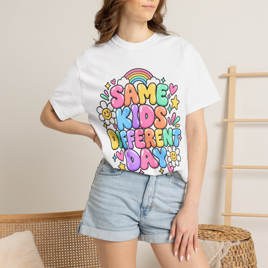 Same Kids Different Day T-shirt | Retro Rainbow Floral Typography