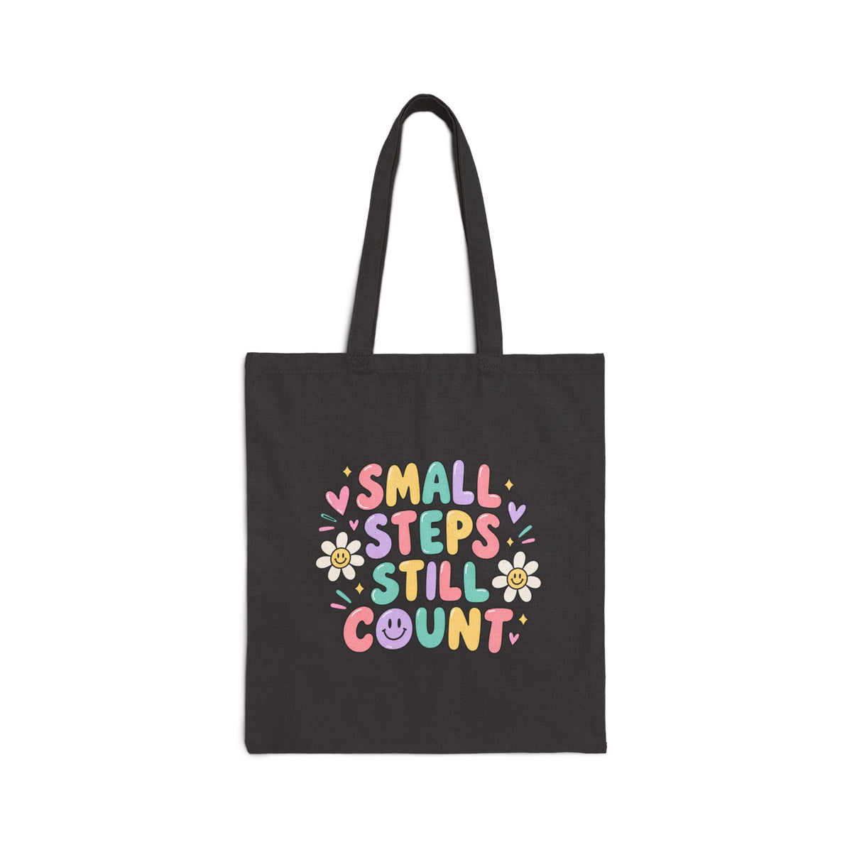 Small Steps Still Count Tote Bag | Pastel Floral Positive Quote
