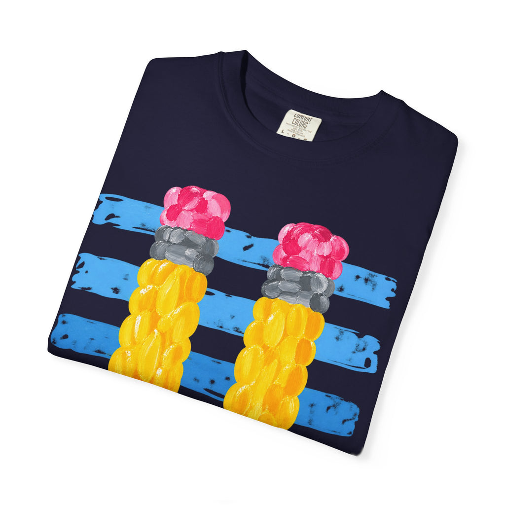 Braided Pencil Illustration T-Shirt | School Art Teacher Tee