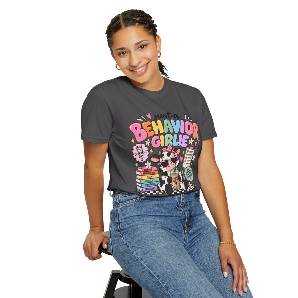 Just a Behavior Girl T-shirt | Cute Cow Therapist Illustration