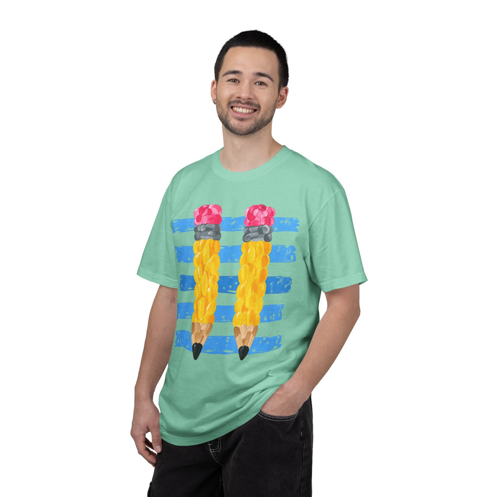Braided Pencil Illustration T-Shirt | School Art Teacher Tee