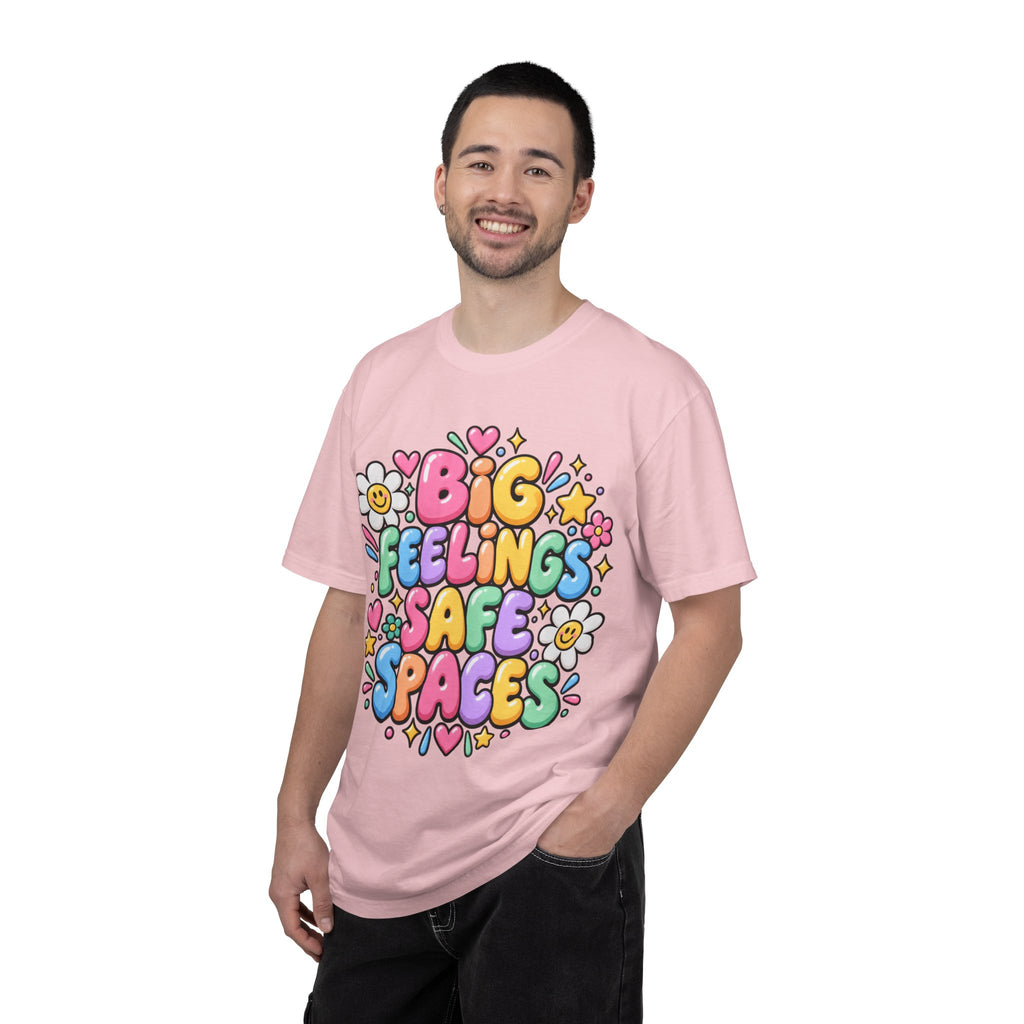 Big Feelings Safe Spaces T-shirt | Pastel Cute Floral Typography