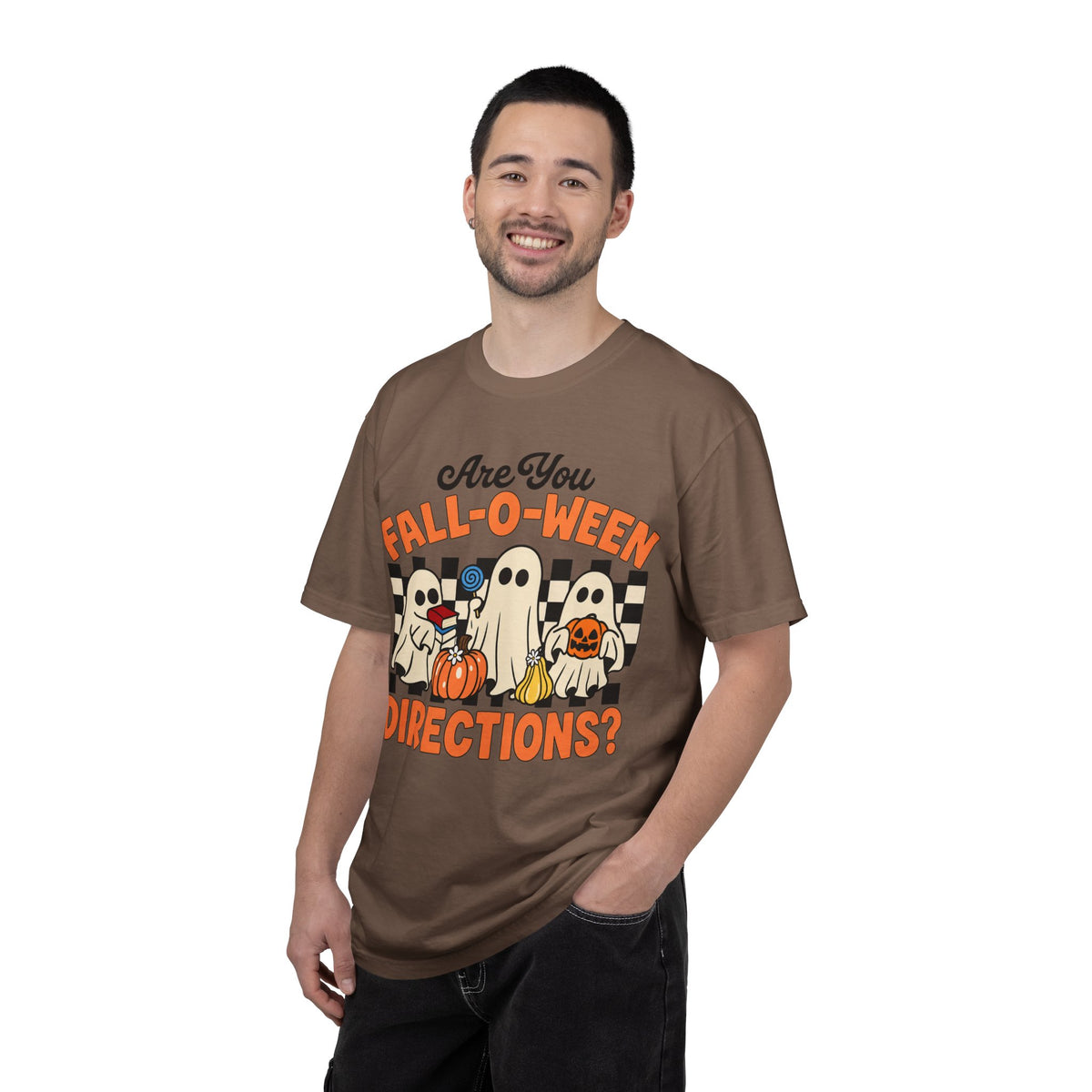 Fall-o-ween Ghosts Directions? T-shirt | Halloween pumpkin retro graphic