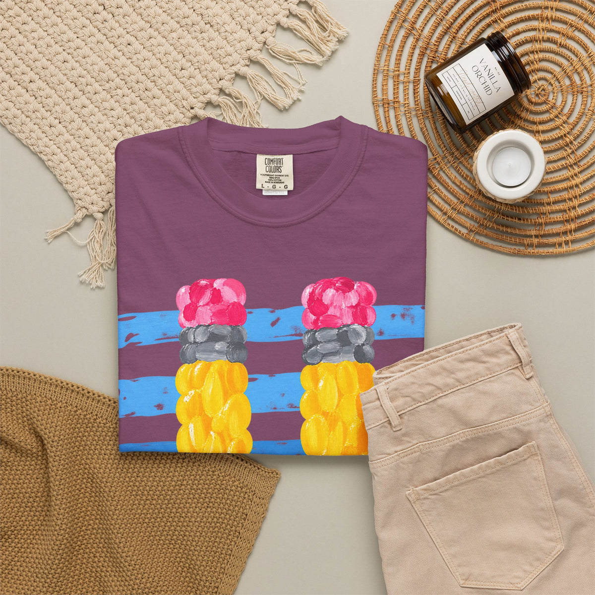 Braided Pencil Illustration T-Shirt | School Art Teacher Tee