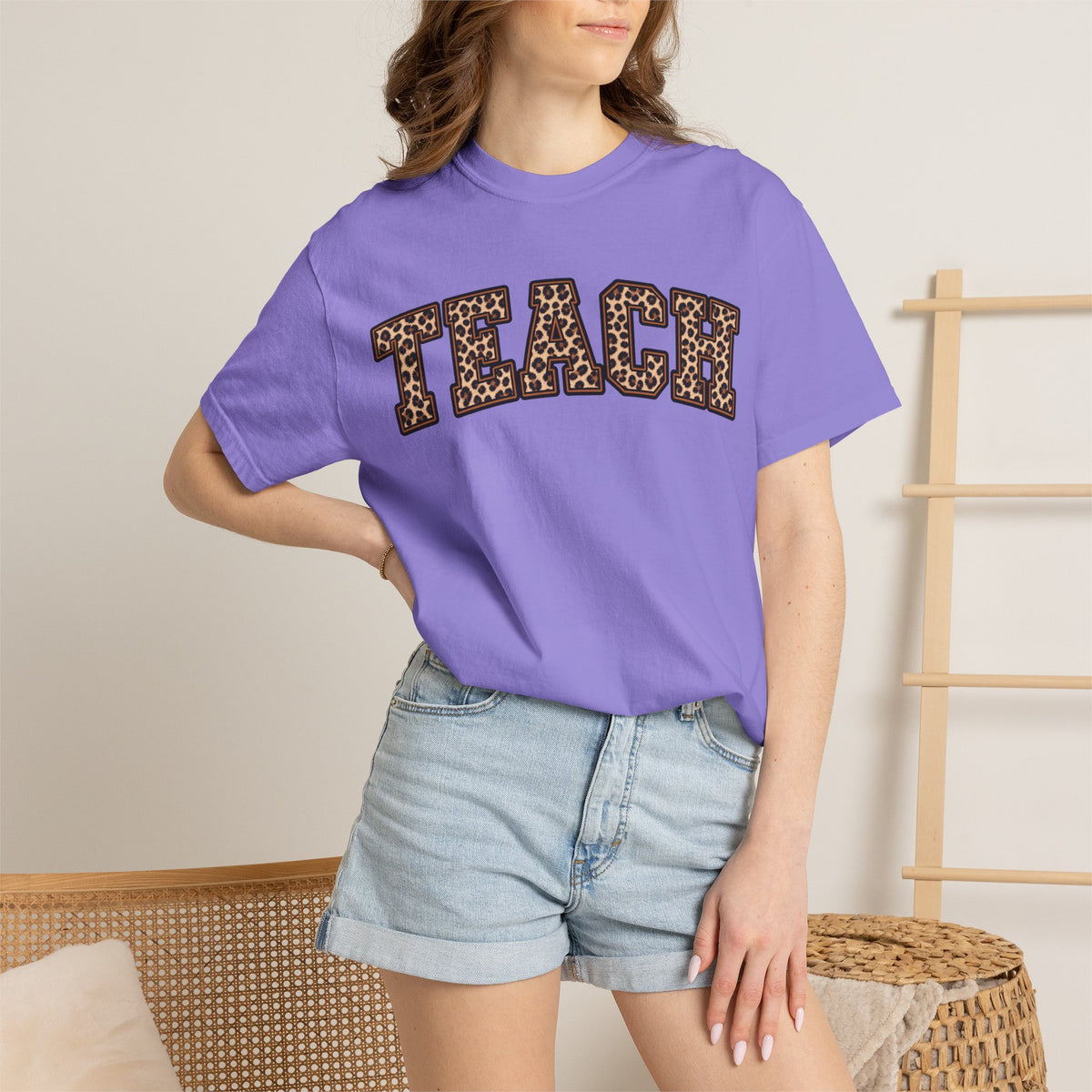 Leopard Print TEACH T-Shirt | Teacher Shirt, Animal Print Typography