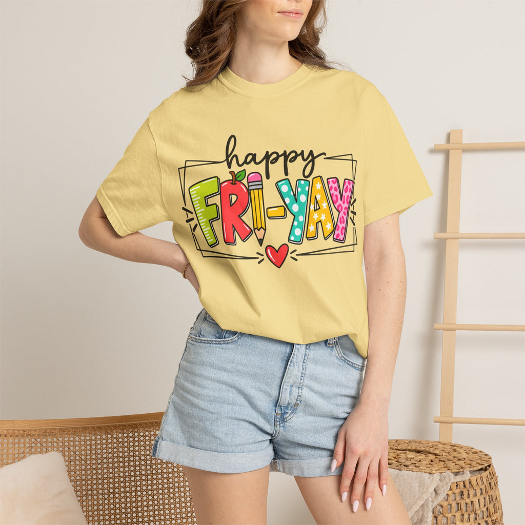 Happy Fri-yay Colorful Graphic T-shirt | Cute Friday Celebration Tee