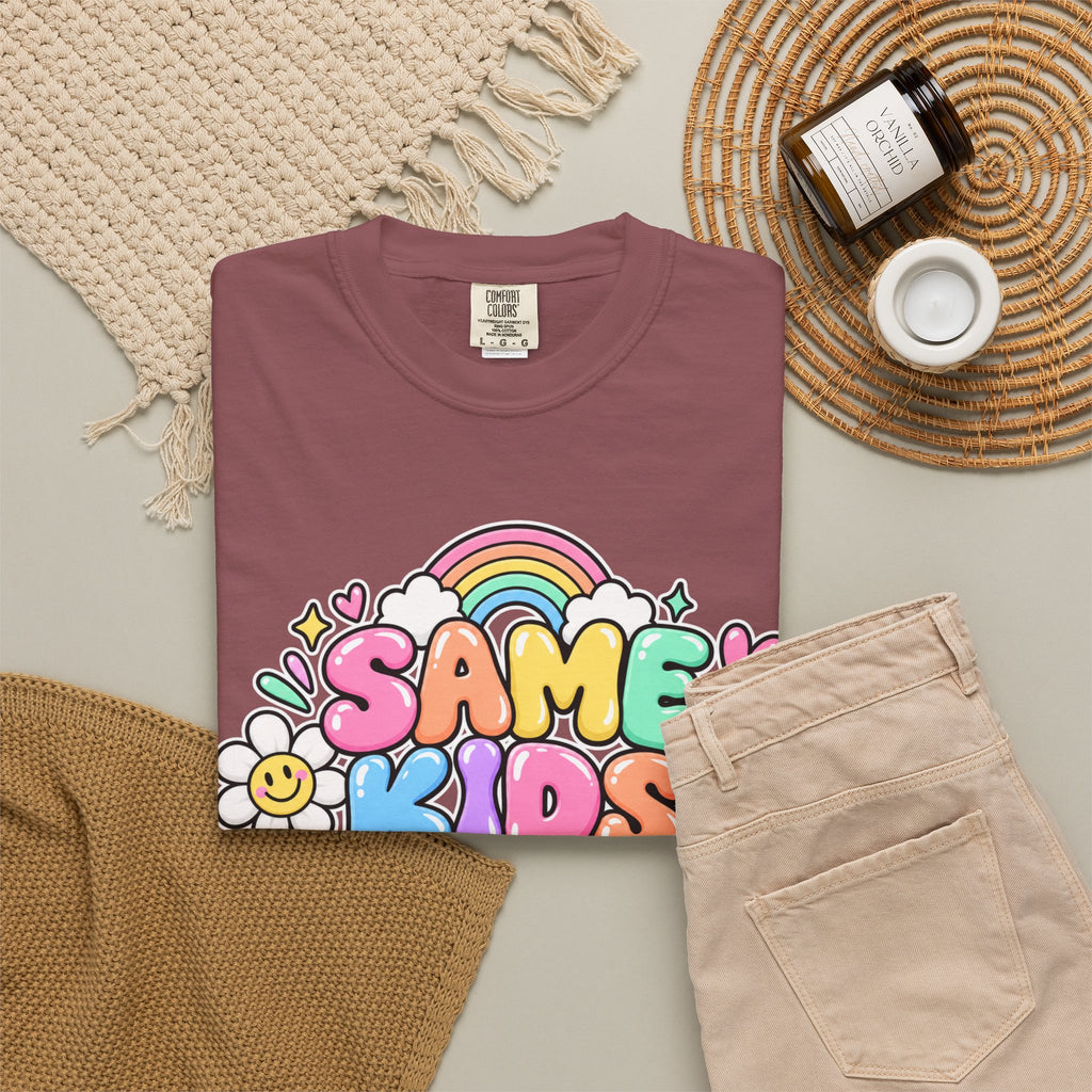 Same Kids Different Day T-shirt | Retro Rainbow Floral Typography