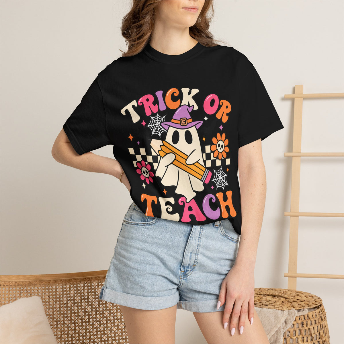 Trick or Teach ghost Halloween T-Shirt | Teacher Halloween shirt