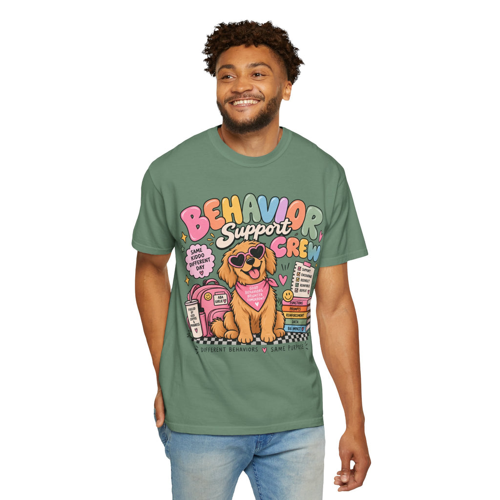 Behavior Support Crew T-shirt | Golden Retriever School Therapy Design