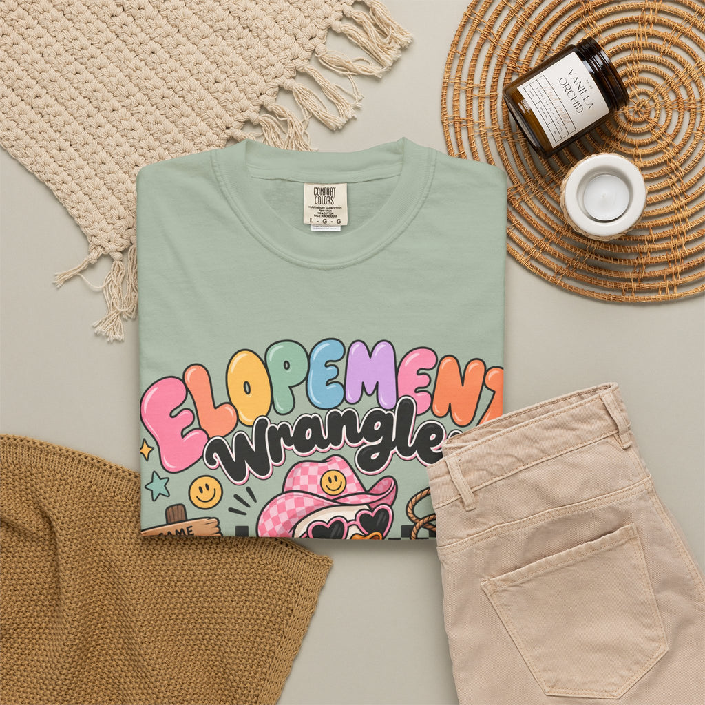 Elopement T-shirt | Cute Cowboy Sloth Illustration, Western Floral Tee