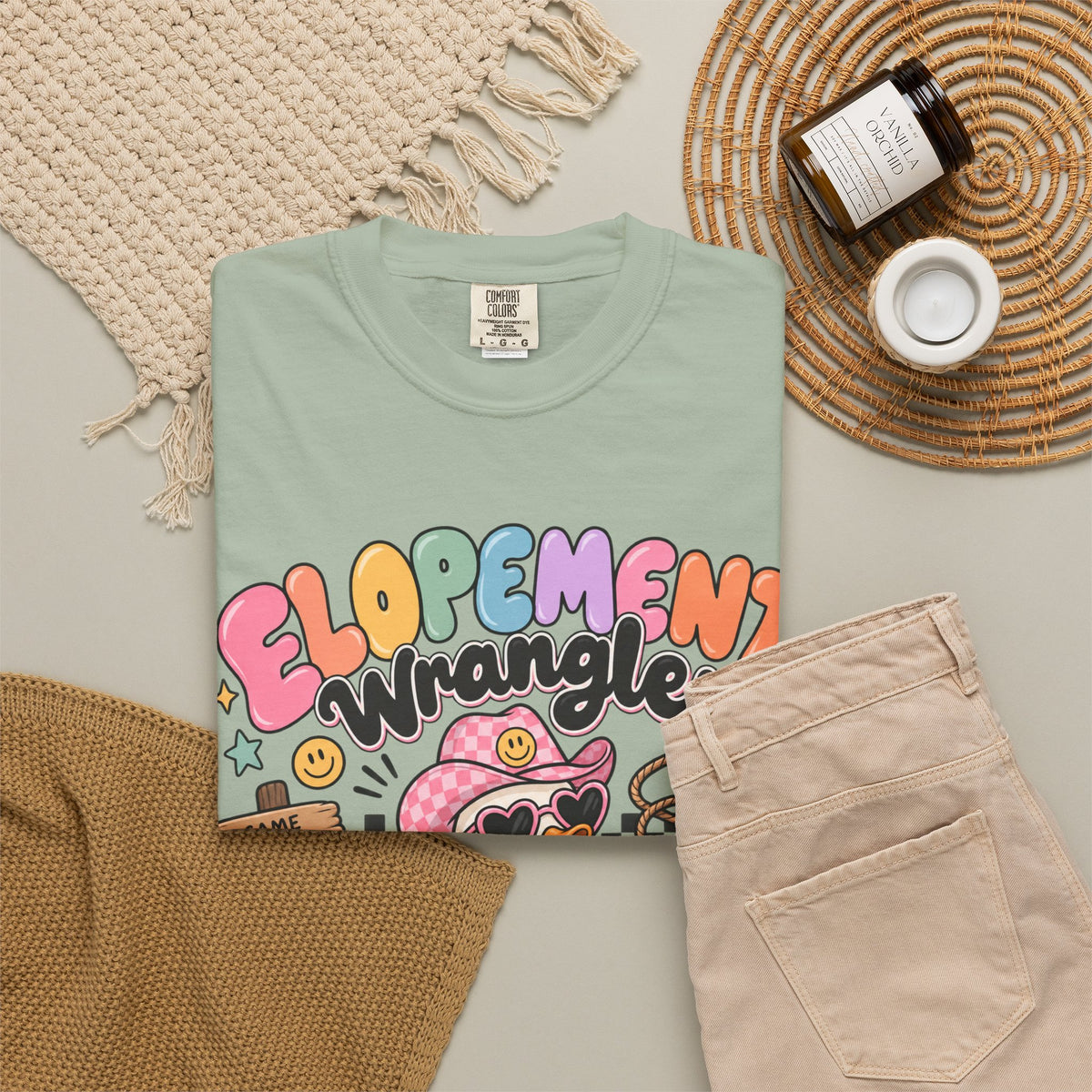 Elopement T-shirt | Cute Cowboy Sloth Illustration, Western Floral Tee