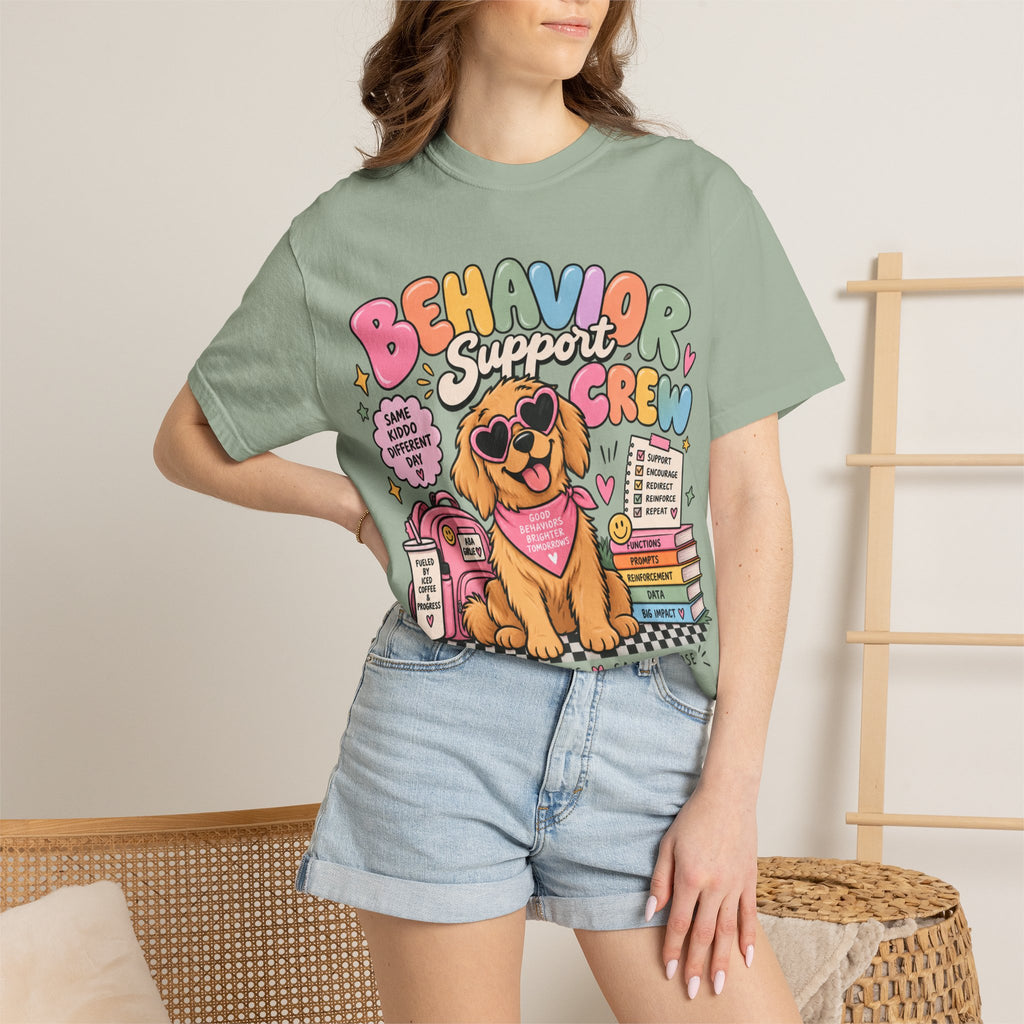 Behavior Support Crew T-shirt | Golden Retriever School Therapy Design
