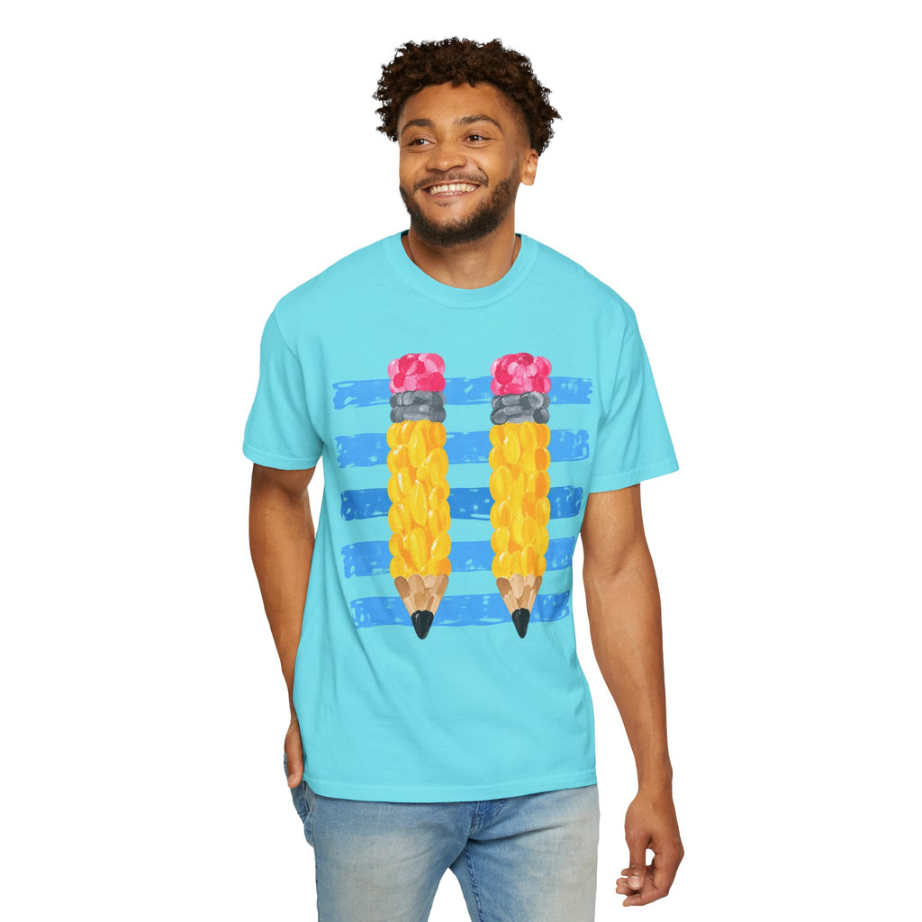 Braided Pencil Illustration T-Shirt | School Art Teacher Tee
