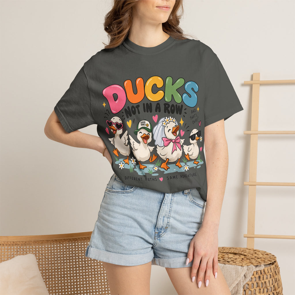 Ducks Not In A Row tee | Cute Duck Illustration T-Shirt, Different Paths Same Adventure